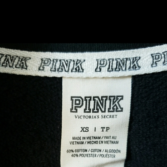 PINK | Quarter Zip Mock Neck Fold Down Collar Pullover Sweatshirt Black XS - Picture 8 of 9